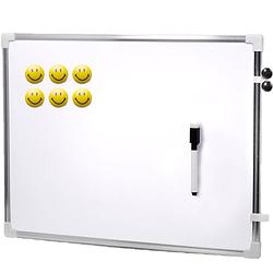 Foto van Magnetisch whiteboard met marker/smiley magneten - 80 x 60 cm - whiteboards