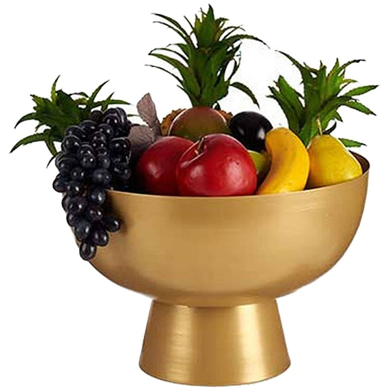 Foto van Fruitschaal/fruitmand centerpiece goud metaal 35 x 23 cm - fruitschalen