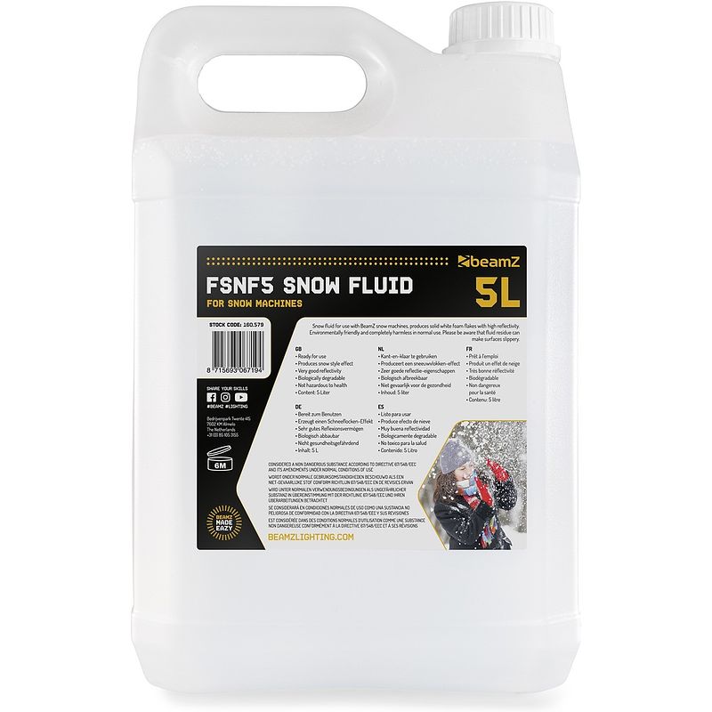 Foto van Beamz fsnf5 snow fluid 5 liter sneeuwvloeistof