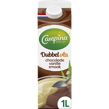 Foto van Campina dubbelvla chocoladevanille 1l bij jumbo