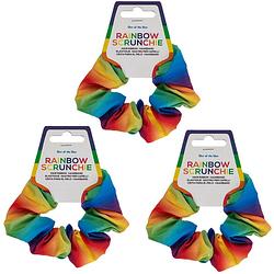 Foto van Haarbandje scrunchie haarelastiekje - 3x - gay pride/regenboog - polyester - verkleedhaardecoratie