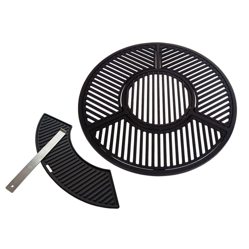 Foto van Bbqnovation gietijzeren grill combinatie set voor 57 cm kogel bbq's