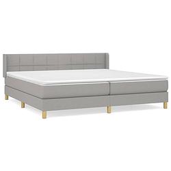 Foto van The living store boxspringbed - lichtgrijs - 203 x 203 x 78/88 cm - duurzaam materiaal - praktisch hoofdbord -