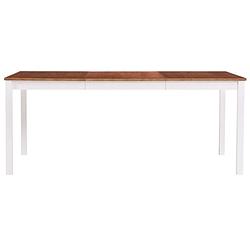 Foto van The living store eettafel grenenhout - 180 x 90 x 73 cm - wit en bruin