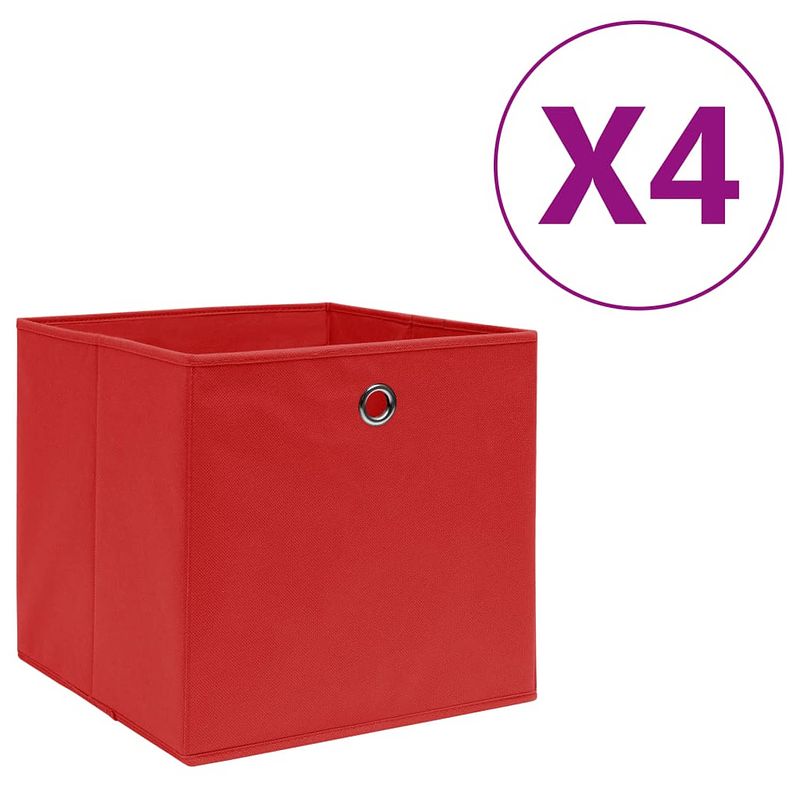 Foto van Vidaxl opbergboxen 4 st 28x28x28 cm nonwoven stof rood