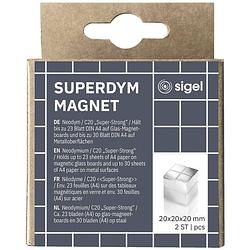 Foto van Sigel neodymium magneet ba706 (b x h x d) 20 x 20 x 20 mm dobbelsteen zilver 2 stuk(s) ba706