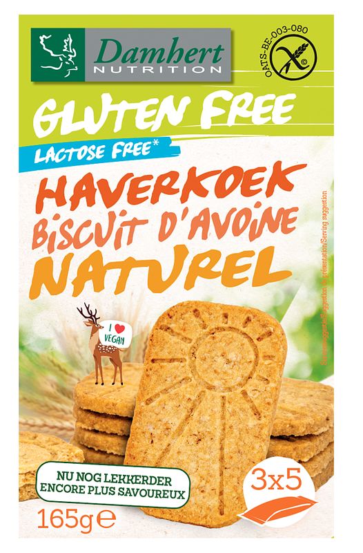 Foto van Damhert gluten free haverkoekjes naturel