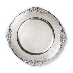 Foto van 1x ronde kaarsenborden/onderborden kunststof zilver 33 cm - onderbord / kaarsenbord / onderzet bord voor kaarsen