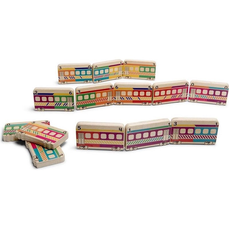 Foto van Bs toys dominospel treinen junior hout 29-delig