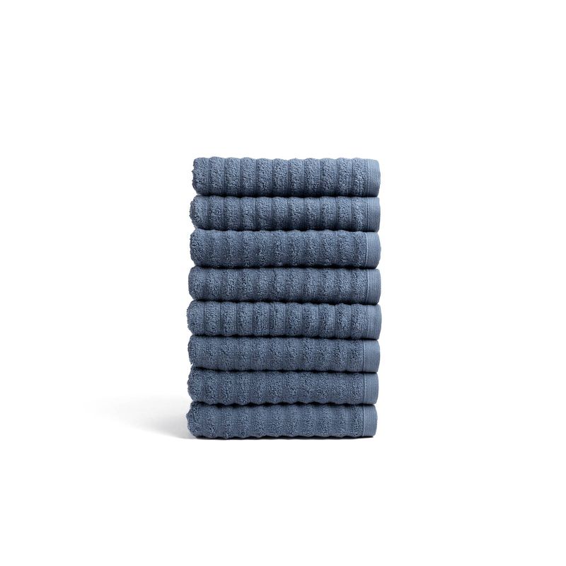 Foto van Seashell wave handdoek set - 8 stuks - jeans blauw - 50x100cm - premium