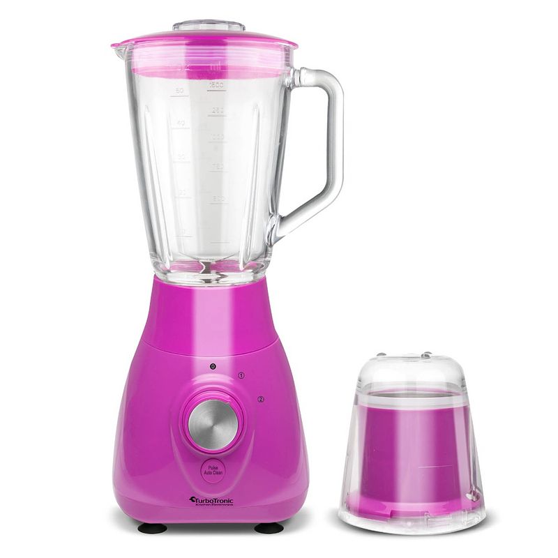 Foto van Turbotronic bg3 blender en grinder 800w met glazen kan - paars