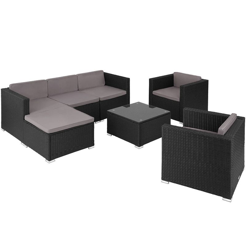 Foto van Tectake® - wicker loungeset lignano met 2 fauteuils - zwart