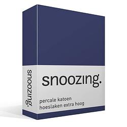 Foto van Snoozing - hoeslaken - percale katoen - extra hoog - 70x200 - navy