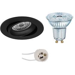 Foto van Led spot set - osram parathom par16 930 36d - pragmi delton pro - gu10 fitting - dimbaar - inbouw rond - mat zwart -