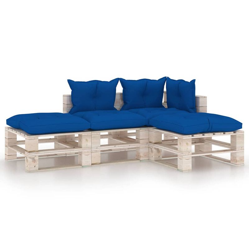 Foto van Vidaxl 4-delige loungeset met kussens pallet grenenhout