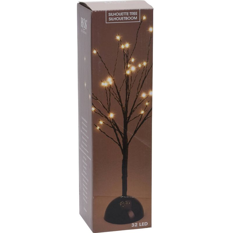 Foto van Christmas decoration lichtboom - h40 cm - zwart - metaal - batterij - kerstverlichting figuur