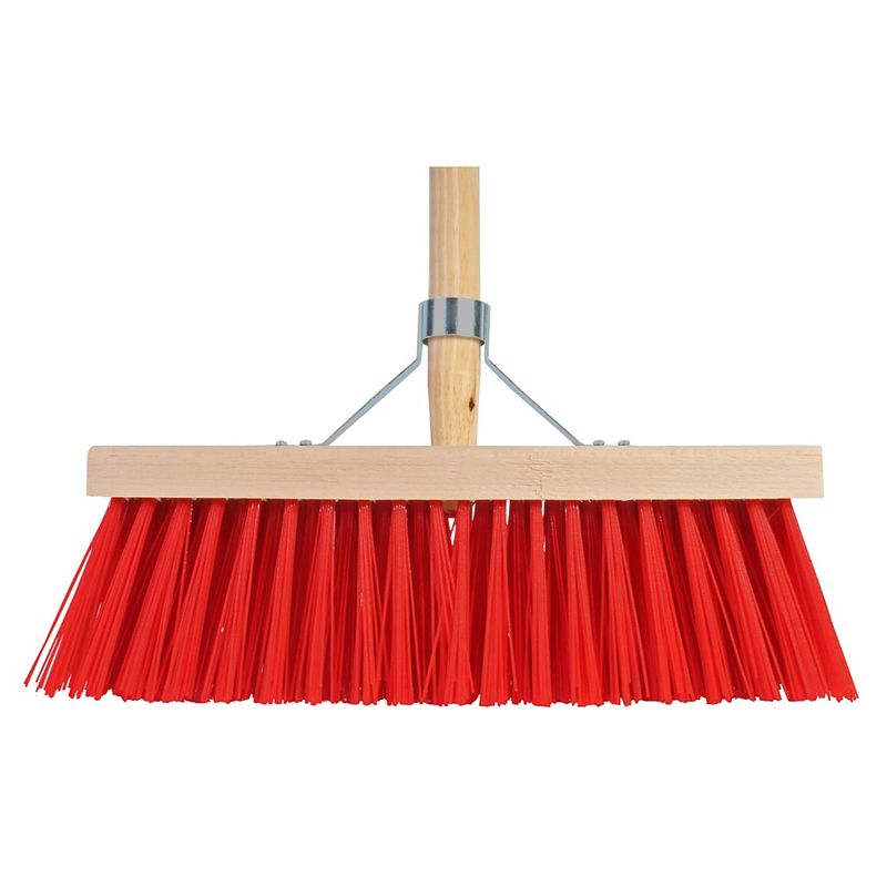 Foto van Talen tools - bezem - rood - 41 cm - steel 160 cm