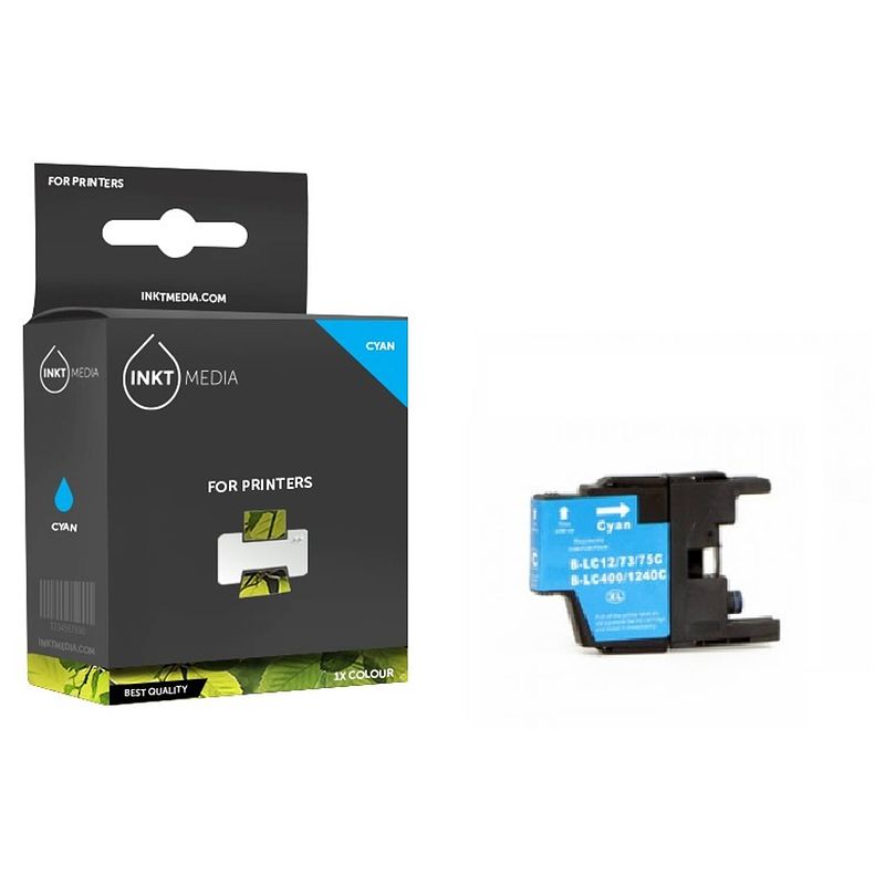 Foto van Inktmedia® -navulinkt - geschikt brother lc-1280cy inktcartridge cyaan - navul inkt - refill inkt