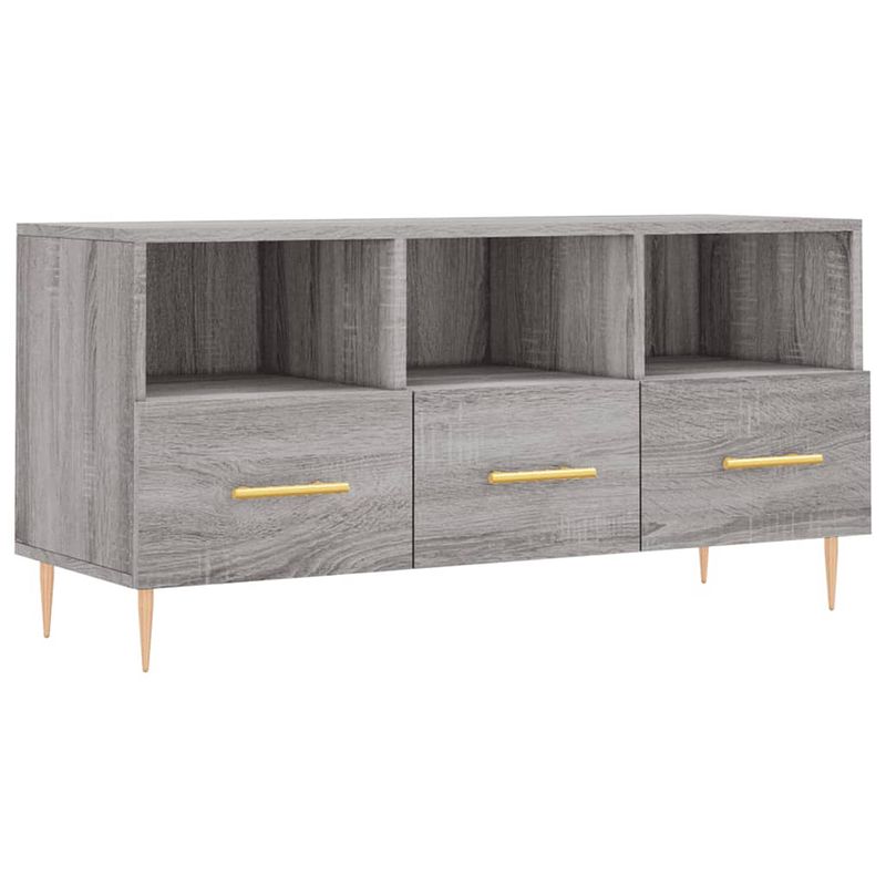 Foto van The living store televisiekast trendy grijs sonoma eiken - 102 x 36 x 50 cm - bewerkt hout en ijzer