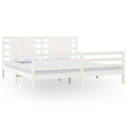 Foto van The living store houten bedframe - massief grenenhout - 205.5 x 205.5 x 69.5 cm - wit