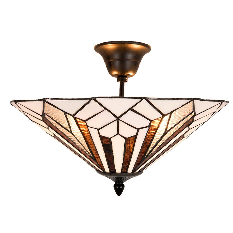 Foto van Haes deco - plafondlamp tiffany wit, bruin ø 40x28 cm e14/max 2x40w