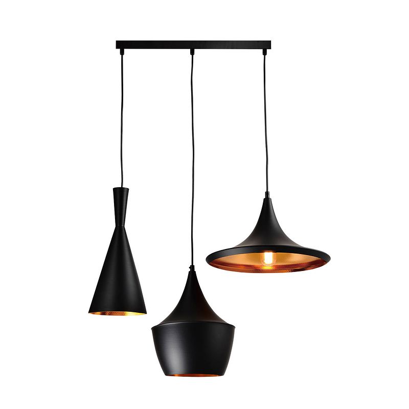 Foto van Quvio hanglamp 3-lichts verschillende kappen - quv5059l-black