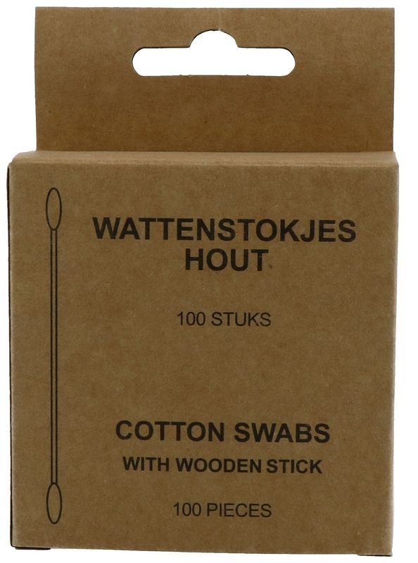 Foto van Wattenstaafjes hout in doosje