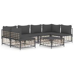 Foto van Vidaxl 7-delige loungeset met kussens poly rattan antracietkleurig