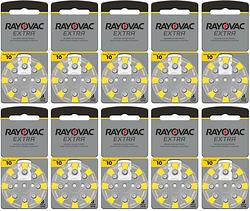 Foto van Rayovac gehoorapparaat batterijen type 10 (geel) - 10 x 8 stuks
