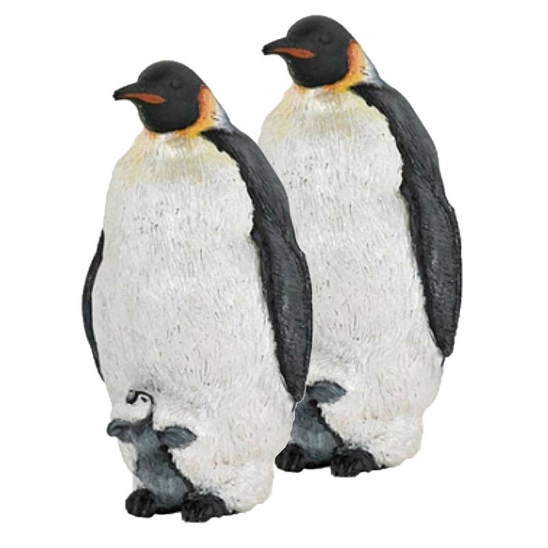 Foto van Set van 2x stuks plastic speelgoed figuur keizer pinguin 4 cm - speelfiguren