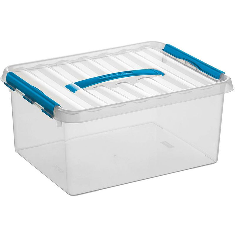 Foto van Q-line opbergbox 15l transparant blauw