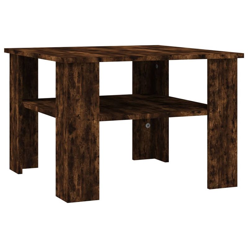 Foto van The living store salontafel 60x60x42 cm bewerkt hout gerookt eikenkleurig - tafel