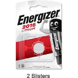 Foto van 2 stuks (2 blisters a 1 stuk) energizer cr2016 lithium knoopcel 3v 90mah professional battery