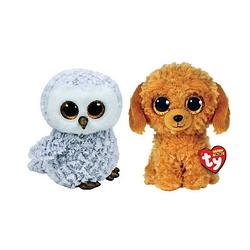 Foto van Ty - knuffel - beanie boo'ss - owlette owl & golden doodle dog