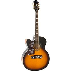 Foto van Epiphone j-200 ec studio lh vintage sunburst linkshandige elektrisch-akoestische westerngitaar