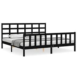 Foto van The living store bed frame - massief grenenhout - 205.5 x 185.5 x 100 cm - zwart