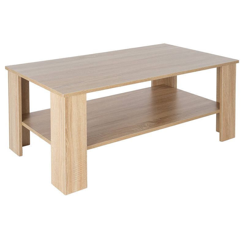 Foto van Ml-design salontafel sonoma eik, 100x43x57 cm, gemaakt van spaanplaat en hout optiek met melamine coating