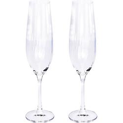 Foto van 2x champagneglazen/flutes 26 cl/260 ml van kristalglas - kristalglazen - champagneglas