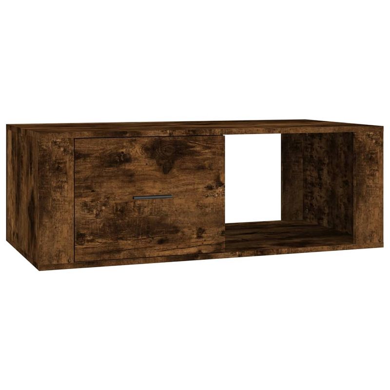 Foto van The living store salontafel - gerookt eiken - 100 x 50.5 x 35 cm - duurzaam hout - opbergruimte