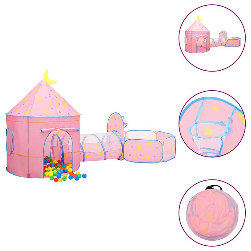 Foto van Vidaxl kinderspeeltent met 250 ballen 301x120x128 cm roze