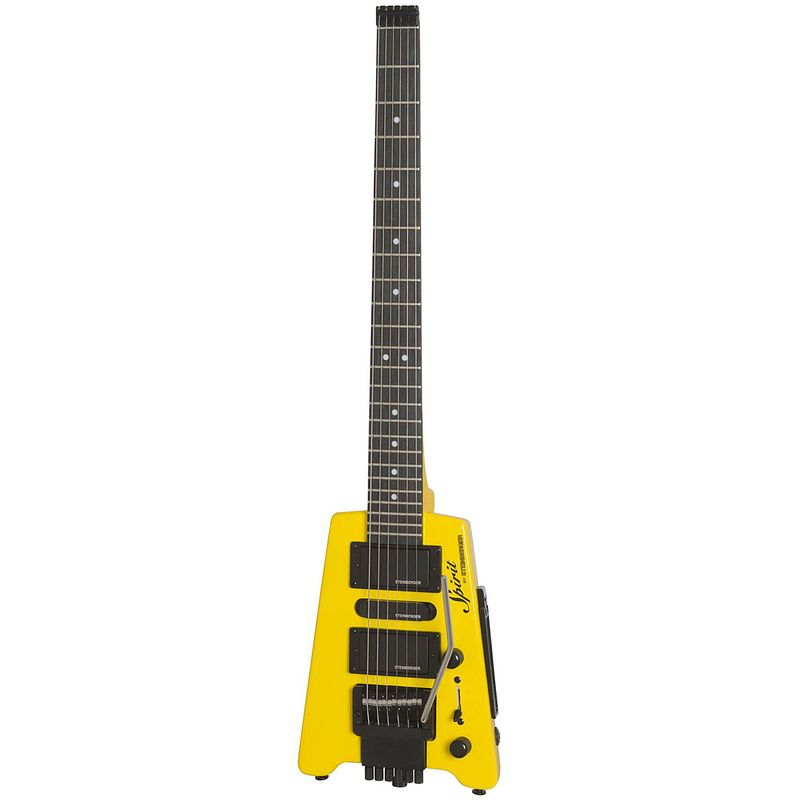 Foto van Steinberger spirit gt-pro deluxe hot rod yellow headless elektrische gitaar met gigbag