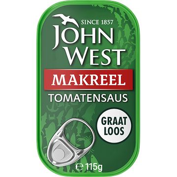 Foto van John west makreel tomatensaus 115g bij jumbo