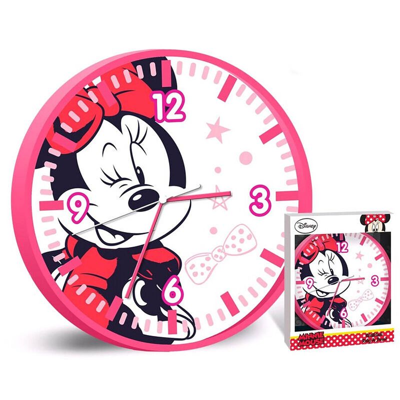 Foto van Disney wandklok minnie meisjes 25 cm roze/wit