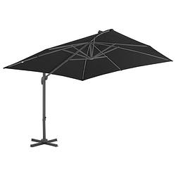 Foto van The living store hangende parasol - antraciet - 300 x 300 x 258 cm - uv-beschermend - polyester - inclusief kruisvoet -