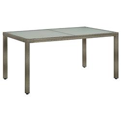 Foto van Vidaxl tuintafel 150x90x75 cm gehard glas en poly rattan grijs