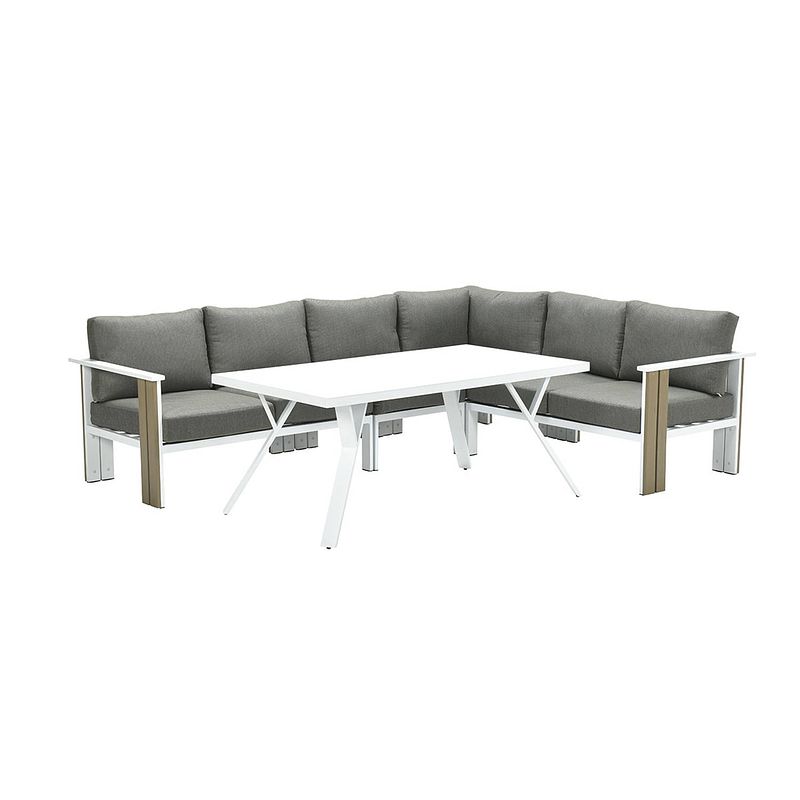 Foto van Garden impressions brady lounge dining set 5-delig - wit