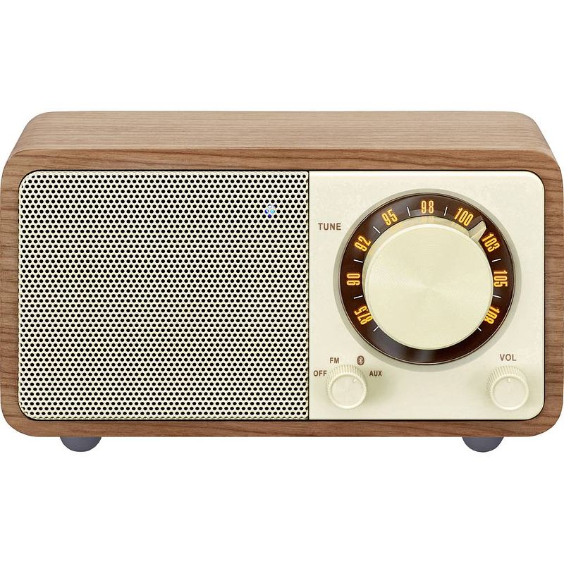 Foto van Sangean wr-7 genuine mini tafelradio vhf (fm) bluetooth herlaadbaar walnoot