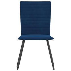 Foto van The living store eetstoelen - fluweel - blauw - 42 x 53 x 86.5 cm - gestreept design