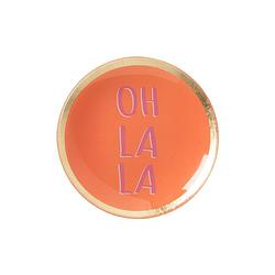 Foto van Deco schaaltje 'soh la la's - goud/roze/oranje - ø10.3x1 cm