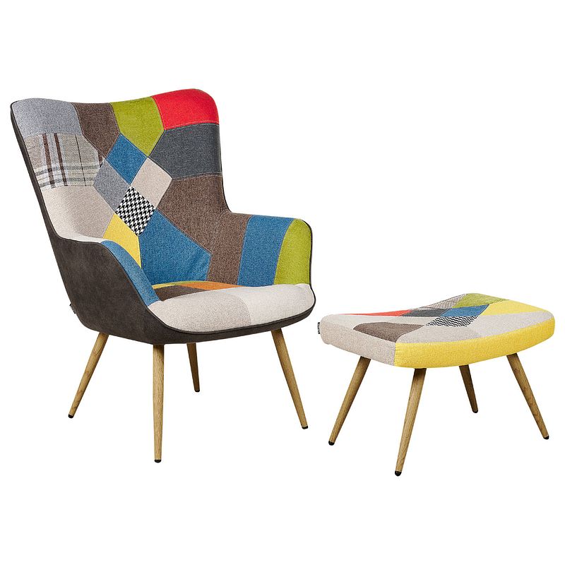 Foto van Beliani vejle - fauteuil met hocker-multicolor-polyester